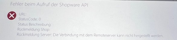 shopware-api Fehlermeldung Remoteverbindung